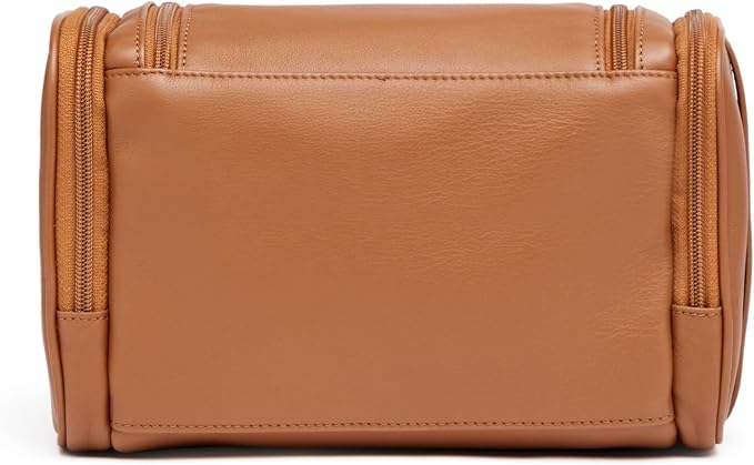 Leatherology Cognac Small Hanging Toiletry Kit – Compact Leather Travel Organizer with Interior Zip Pockets, Mesh Pouches & Hanger | Full-Grain Leather Toiletry Bag for Men & Women - Image 4