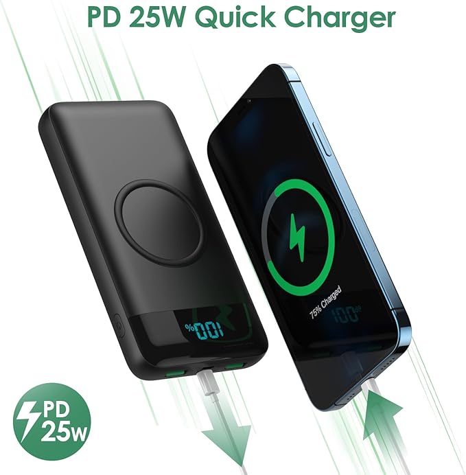 Wireless Portable Charger 30,800mAh,15W Wireless Charging USB C Power Bank,25W PD QC 4.0 Fast Charging 4 Outputs Travel Essentials Battery Pack Compatible with iPhone 17/16/15/14/13/12,Galaxy,Android