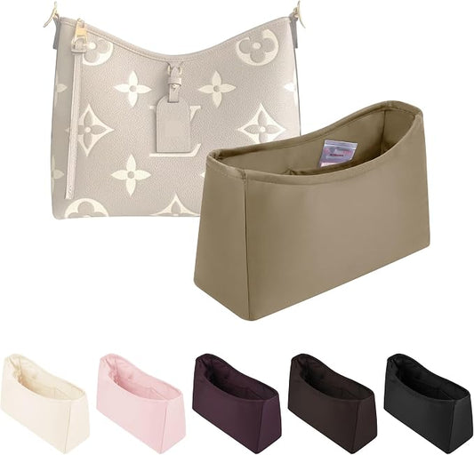 Purse Organizer for LV CarryAll PM, Gris Tourterelle | Tailored Fit, Multiple Pockets, Lightweight Satin, Purse Essentials, Ideal for Travel, Shopping, and Daily Use by KINGSINBAG