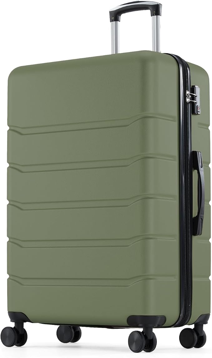 OLIXIS 24 Inch Luggage, Hardside Suitcase with Spinner Wheels, Lightweight ABS Hard Shell Checked Luggage, TSA Approved Lock, Expandable Medium Suitcase for Travel & Business–Olive Green by OLIXIS