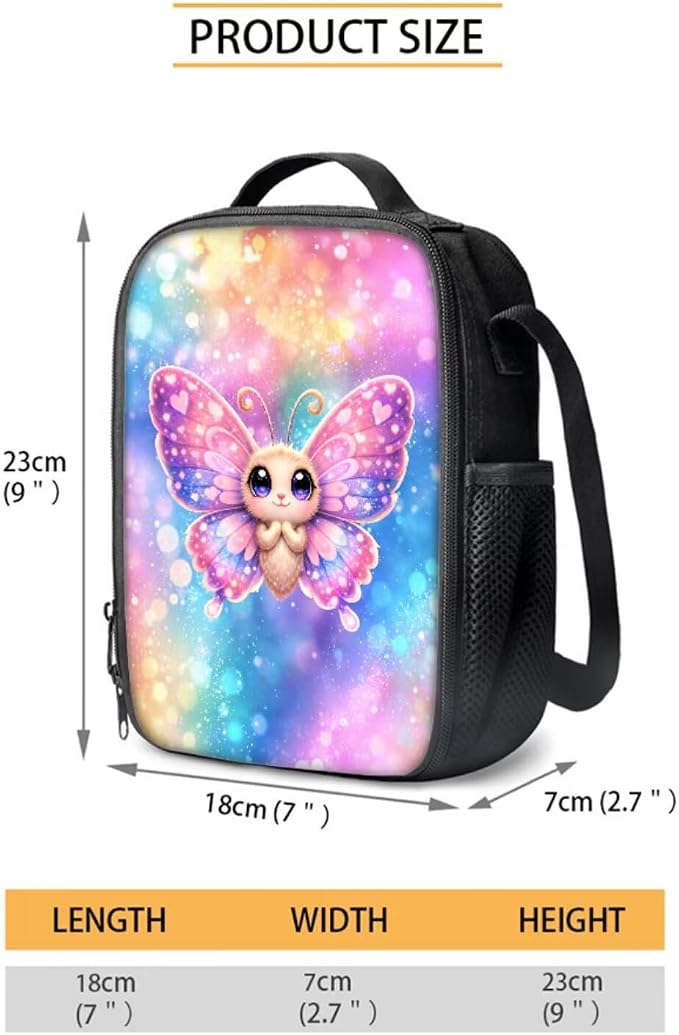 Forchrinse Cartoon Butterfly Backpack for Girls Kids Backpacks with Lunch Box Pencil Case 3PCS Bookbag Set 17 inch School Bag for Elementary School - Image 4