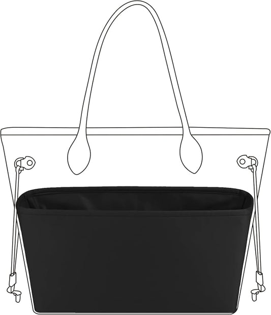 DGAZ Purse Organizer Insert Fits Neverfull-Mini/PM/MM/GM Bags，Silk Bag Organizer，Luxury Handbag & Tote Shaper（MM, Black） by DGAZ