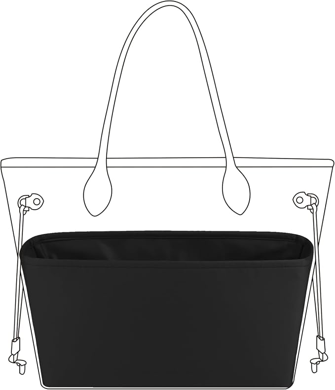 DGAZ Purse Organizer Insert Fits Neverfull-Mini/PM/MM/GM Bags，Silk Bag Organizer，Luxury Handbag & Tote Shaper（PM, Black） by DGAZ