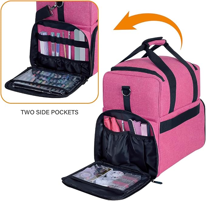 Large Makeup Bag Double Layer with 3 Removable Case,Rose Red | Large Makeup Bag with 3 Removable Case and 2 Removable Dividers Double Layer Travel Cosmetic Makeup Brushes Storage Section - Image 3