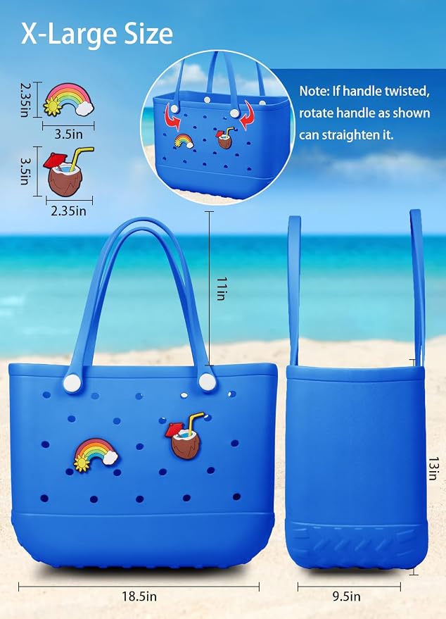Baonat Beach Bag Rubber Tote Bag - Waterproof Travel Bag for Women Washable Tote Bag Handbag for Sports Beach Market Pool - Image 2
