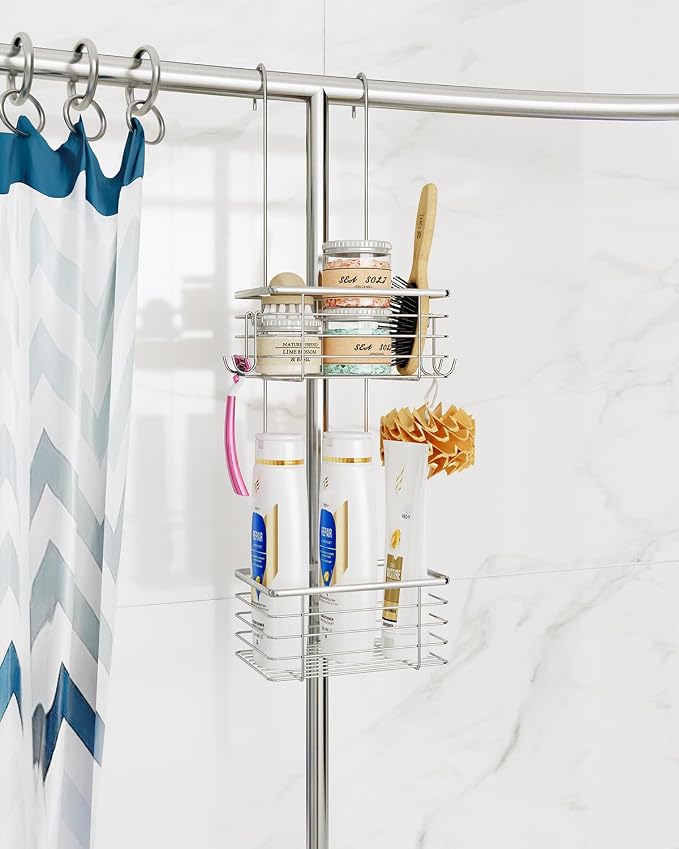 2-Tier shower caddy hanging,shower rack,small hanging bathroom organizer,bathroom door organizer,shower caddy over shower head - Image 4