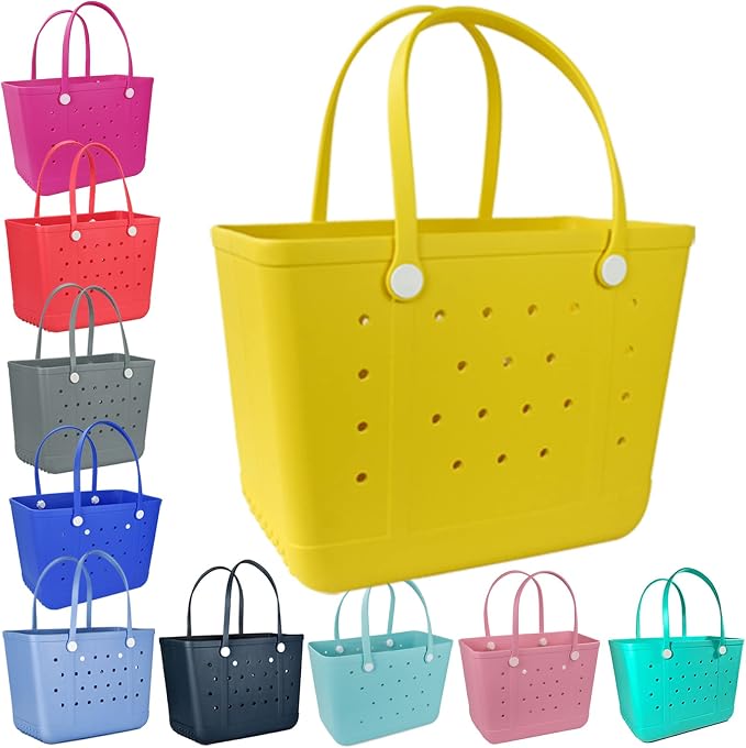 Juyeesm X Large Rubber Tote Bag for Boat, Beach, Pool-XL,18.9 * 13.8 * 8in | Oversized Rubber Beach Bags, Washable Beach Tote Bag, Durable Travel Bags for Work, Sport by Juyeesm
