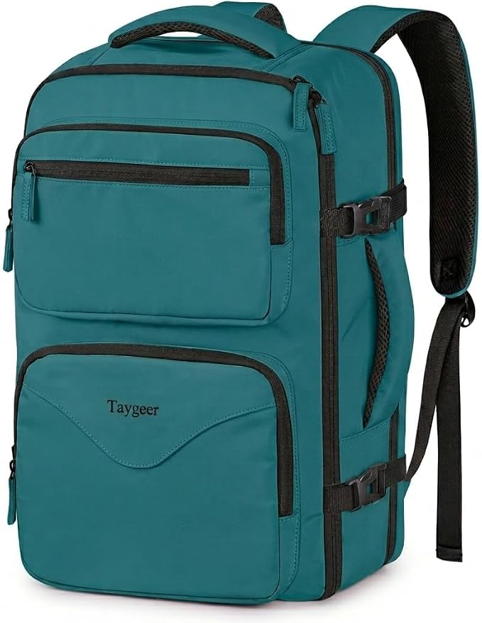 Taygeer Airline Approved Carry on Backpack, Womens Weekender Travel Bag | Luggage 15.6 Inch Laptop Backpack with Water Bottle Pocket & Shoe Pouch, Travel Gifts for Frend Outdoor Weekend, Peacock Blue by Taygeer