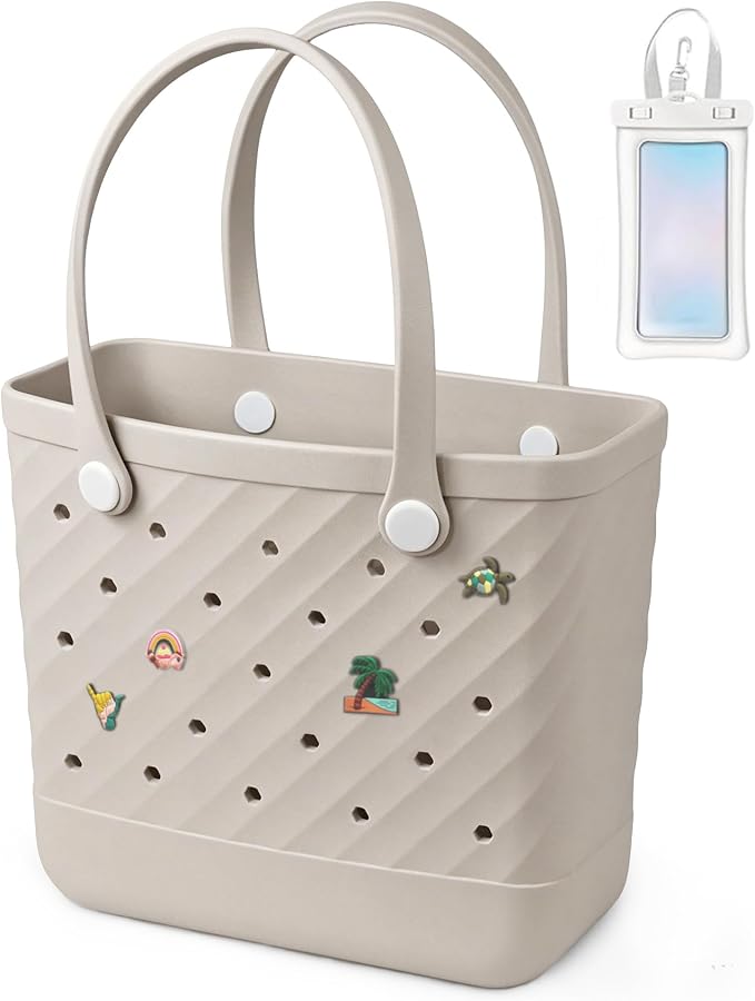 Rubber Tote Bag Extra Large & Medium, Waterproof Beach Bag for Women Men, Pool Travel Swim Silicone Tote by Unknown