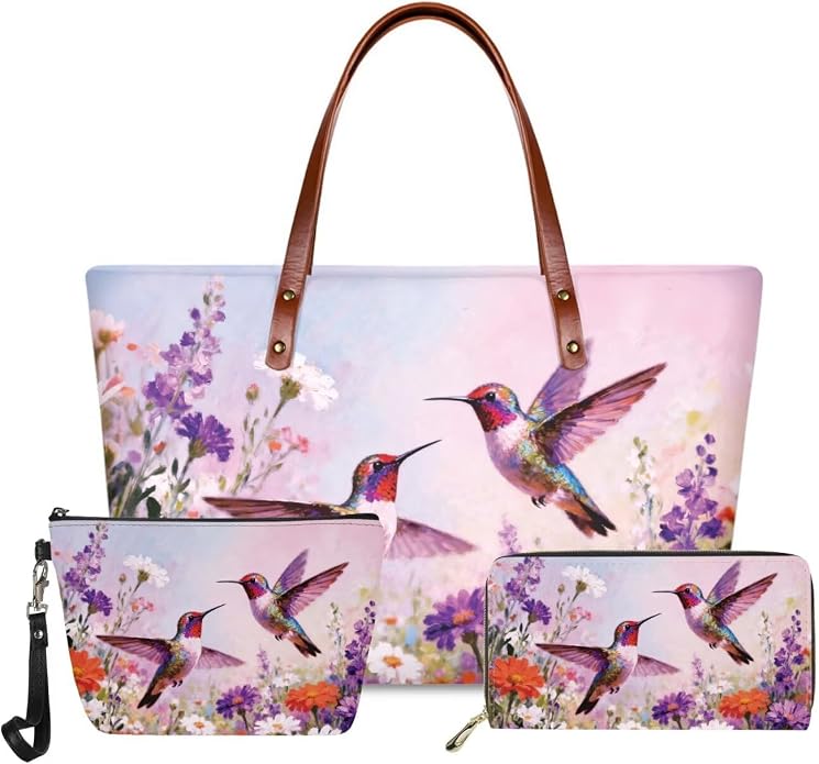 GIFTPUZZ Women Tote Bag Women Wallet Portable Cosmetic Bag for Women Bag Set 3 Pack PU Leather Bags with Zipper by GIFTPUZZ