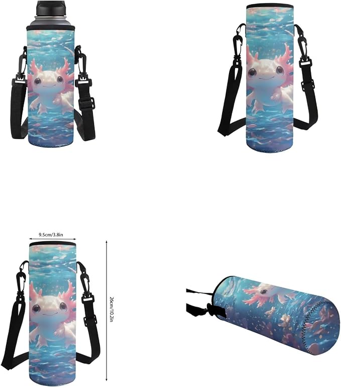 Cute Axolotl Backpack for Girls Kids Backpack with Lunch Box Water Bottle Carrier with Strap and Big Pencil Case 4PCS Set Bookbag with Front Pocket for School 17" Sturdy Elementary School Bag - Image 6