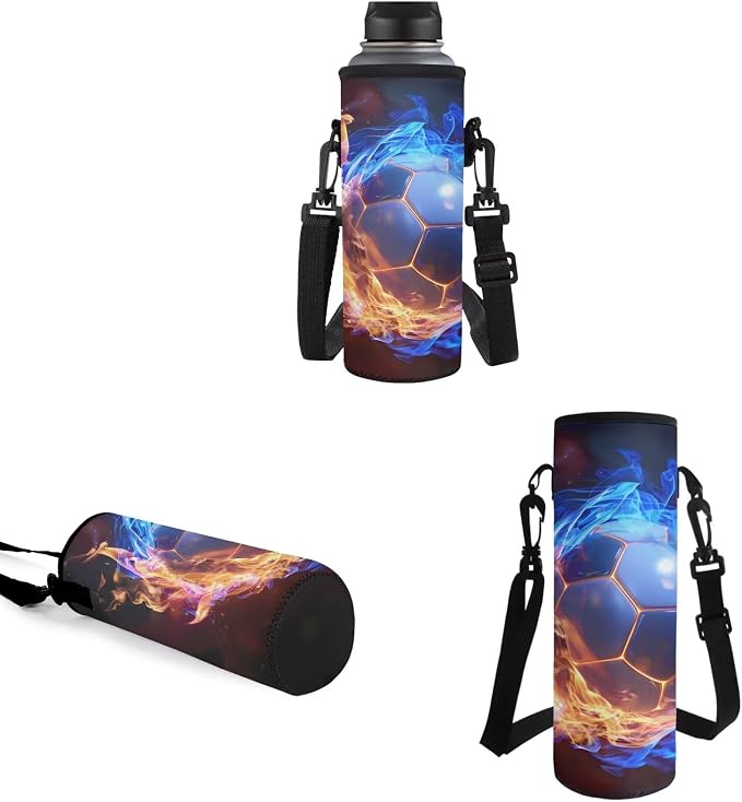 4 in 1 School Bags Kids Backpack Set with Insulated Lunch Box Bag Pencil Pouch Water Bottle Bag Preschool Primary Middle School School Supplies Kit for Sports Hiking, Football Flame Print - Image 5