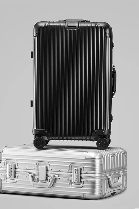28 Inch All Aluminum Checked in Luggage with Wheels, Hard Shell Zipperless Suitcase with TSA Locks, Large Travel Luggage, Black - Image 7