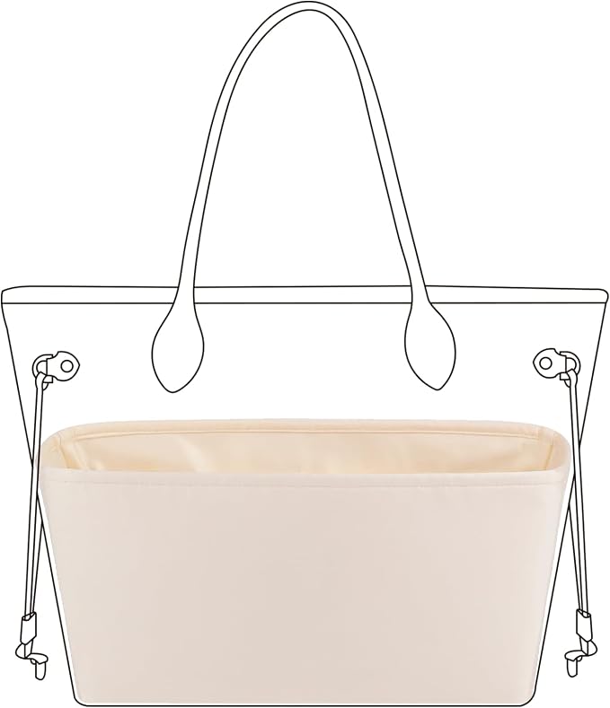 DGAZ Purse Organizer Insert Fits Neverfull-Mini/PM/MM/GM Bags，Silk Bag Organizer，Luxury Handbag & Tote Shaper（PM, Craie） by DGAZ