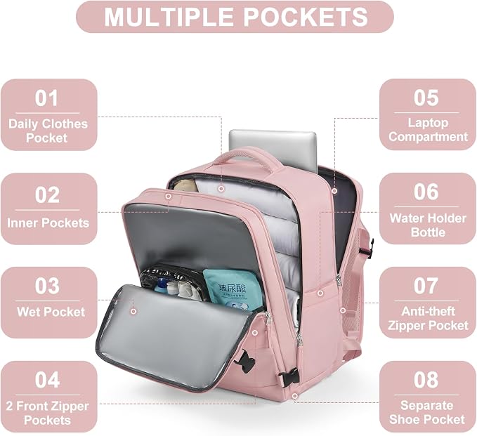 Large Travel Backpack for Women Airline Approved Carry on Backpack for Airplanes Mochila De Viaje Personal Item Travel Bag Spirit Airlines Personal Item Bag 18x14x8 Backpack for Traveling on Airplane - Image 4