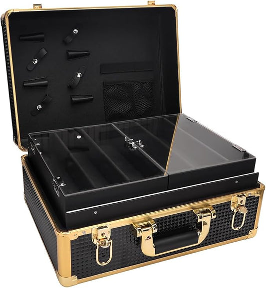 Makuep Train Case,Extra Large See-Through 6 Trays Makeup Box Travel Case Professional Cosmetic Storage for Makeup Artist, Nail Tech, Hairstylists Salon Barber Case by ZIBARBER