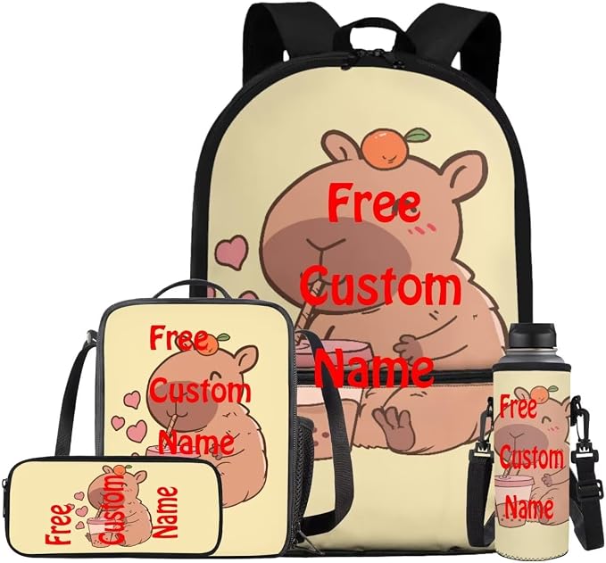Free Custom Name Kids Backpack Set, Lightweight School Backpack with Lunch Bag Large Capacity Elementary Bookbag for Boys School Bag for Primary School by Bivxisrvo