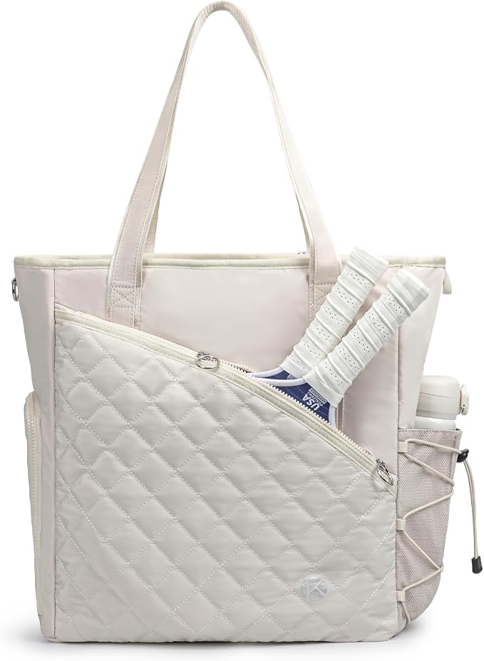 KAVIGOR Pickleball Tote Bag for Women with Fence Hook, Quilted Pickleball Bag Holds 3-4 Paddles with Shoe Compartment by KAVIGOR