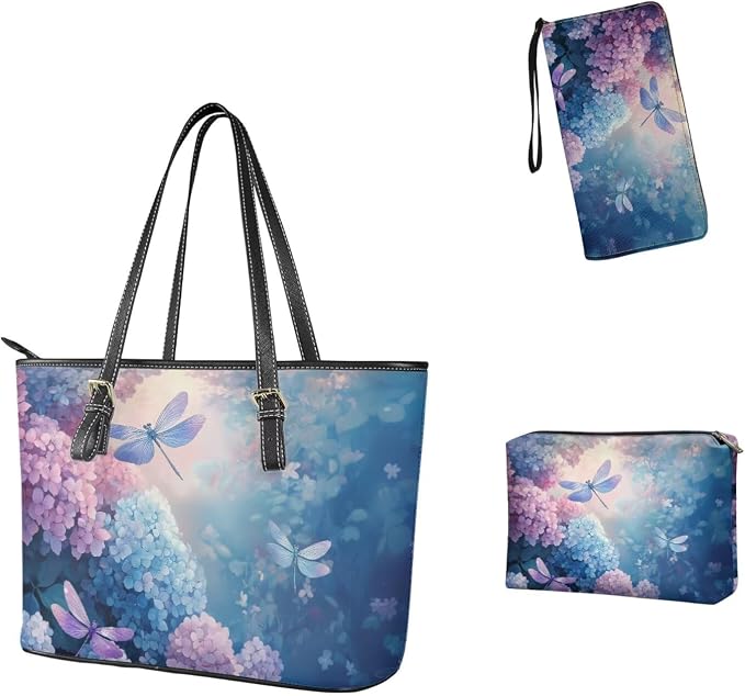 Women Purse Handbags Wallet Sets Leather Shoulder Tote Bag for Women,Top Handle Purse with Wrist Wallet Bag - Image 2