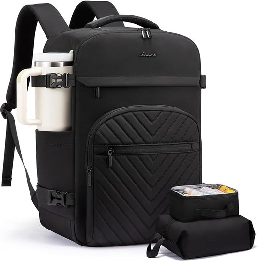 LOVEVOOK 50L Travel Backpack for Women Men, TSA Personal Item Travel Bag Fits 17.3inch Laptop, Waterproof Airline Approved Carry On Luggage With 2 Cubes for Weekender Hiking Business, Black by LOVEVOOK