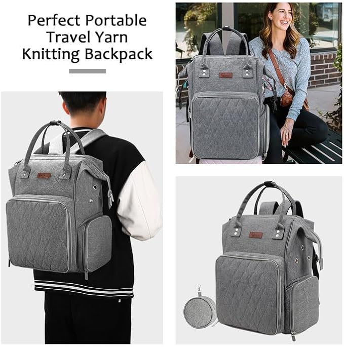 crochet bag,knitting bagBackpack and Tote Bag Storage Bag ，Large capacityYarn Storage Organizer Travel Crochet Bag Women Carrying Crochet Accessories Knitting Needles Crochet - Image 3