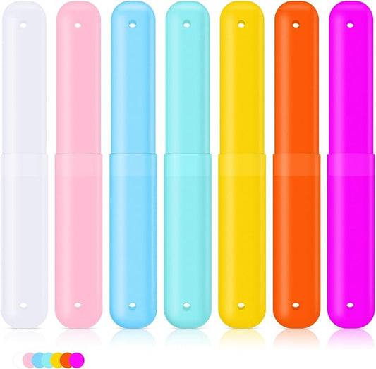 60 Pieces Plastic Toothbrush Holders Portable Travel Toothbrush Case Cover Protector Case Holders for Indoor Outdoor Travel Trip Home Camping School (Colorful) by Cunhill