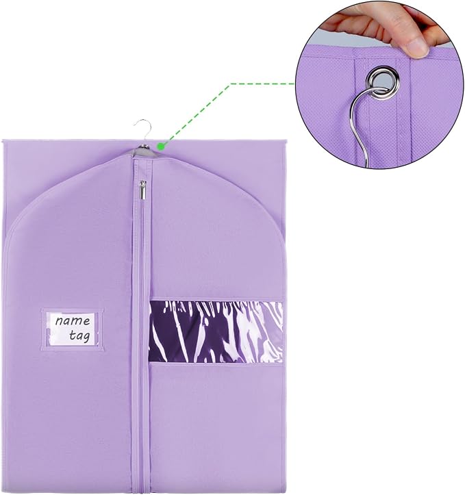 KEEGH Garment Bags for Hanging Clothes 60" (Set of 6) Dress Bags for Gowns Long Dress Bags for Closet Storage with Zipper and Eye-Hole for Folding for Suit Coats Dresses, Purple - Image 5