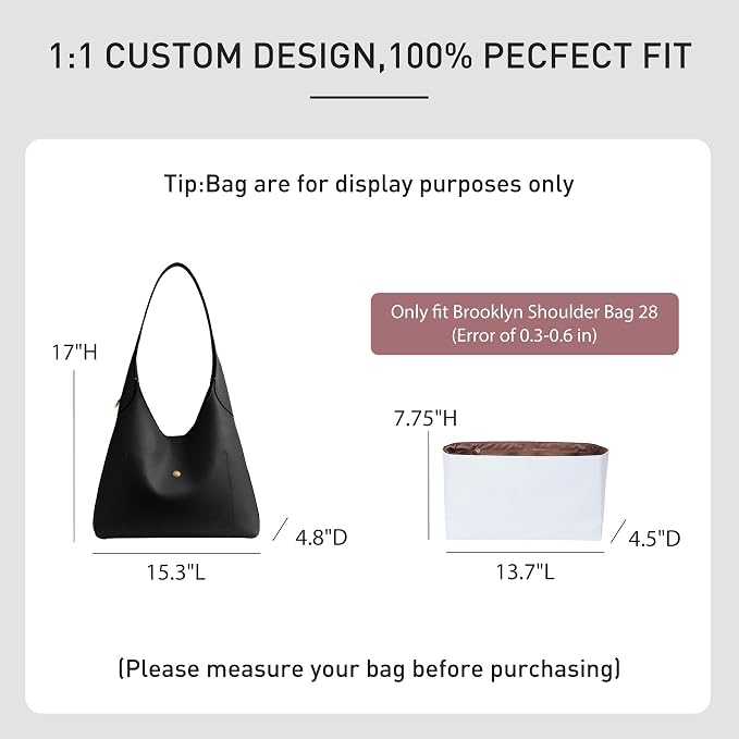 Dupont Paper Purse Organizer Insert, Coach Brooklyn 39 Bag Insert, Lightweight Water-Resistant Tote Bag Organizer Inner Shaper with 9 Pockets, Cup Holder & YKK Zipper - Image 2