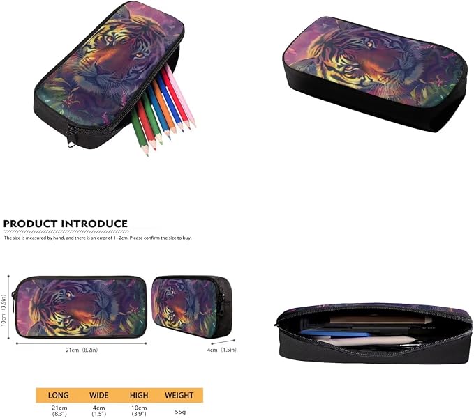 Tiger Backpack for Kids Girls Backpack with Lunch Box Water Bottle Carrier with Strap and Soft Pencil Case 4PCS Set Bookbag with Front Pocket 17 inch Large Capacity School Bag with Side Pocket - Image 5