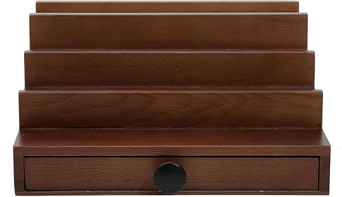 4 Tier Men's Cologne Organizer, Walnut Brown Wood Display Stand with Drawer | Tiered Cologne Shelf, Display Rack and Tray, Drawer Storage, Countertop Dresser Organizer, Mens Room Decor, Gift for Him - Image 7