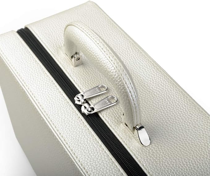 Oirlv Leather Jewelry Box Handmade Travel Jewelry Organizer Storage Case Holder For Girl Lady Earring,Ring,Necklace,Pendant,Watch,Bracelet。(X010)White - Image 6