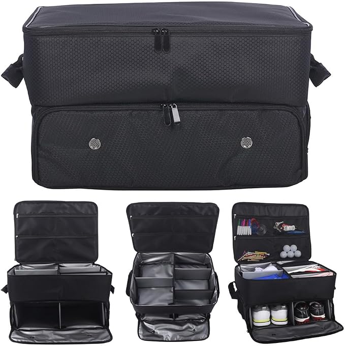 2 Layer Golf Trunk Organizer, Golf Gifts for Men, Car Organizers and Storage with Separate Ventilated Compartment for 2 Pair Shoes, Waterproof Car Organization Bag, Gifts for Golfers - Image 4