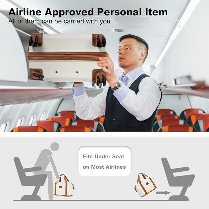 Kono Suitcase Set 3 Piece Carry On Hardside Luggage with Spinner Wheels | Lightweight PC+ABS Carry On Suitcase with TSA Lock Cream White - Image 3