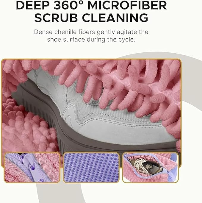 Shoe Washing Machine Bag (4 Pack), Shoe Bag for Washing Machine with Microfiber Scrub Fibers, Self-Locking Zipper Protection, 4 Adjustable Shoe Trees, Sneaker Laundry Bag for Washer and Dryer - Image 7