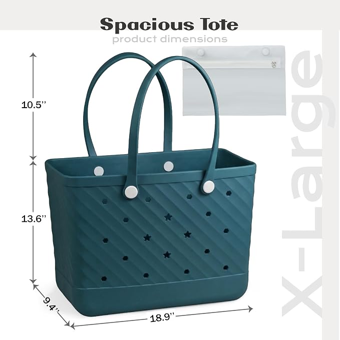 Rubber Tote Bag Extra Large & Medium, Waterproof Beach Bag for Women Men, Pool Travel Swim Silicone Tote - Image 3