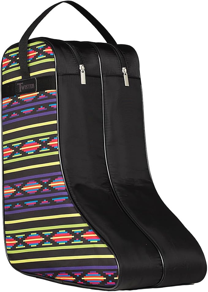 M&F Western Products TWISTER Boot Bag, Black with Southwest Neon Pattern, Nylon Handles and Gussets by MFWestern