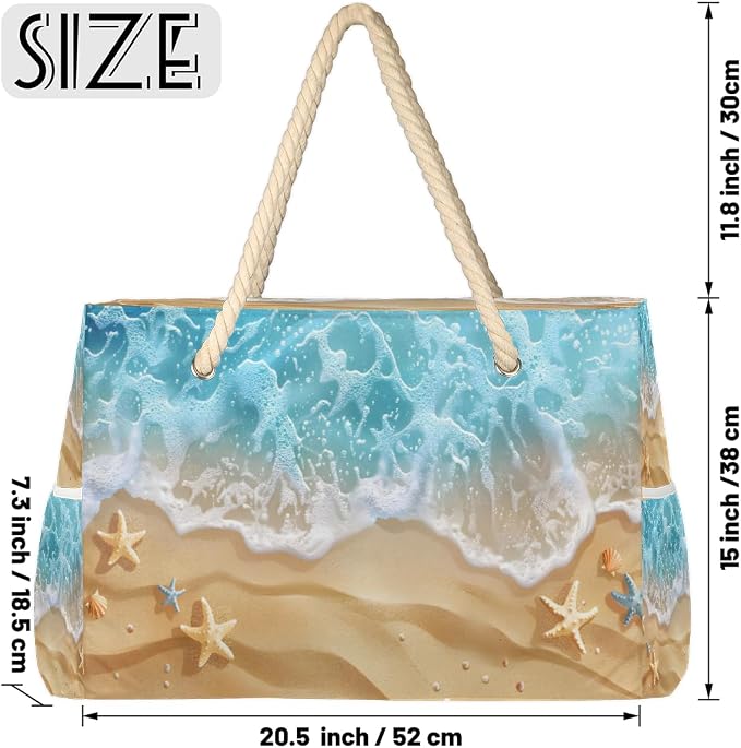 Large Beach Bag with Zipper Beach Bags for Women Water Resistant Swim Pool Bag - Image 4