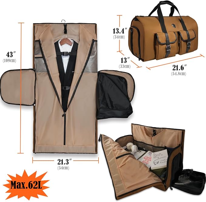 WELKINLAND 48H Garment Duffle Bags For Travel, 3-Suit Garment Bag Travel | 62L Convertible Garment Bag for Travel, Carry On Garment Duffle Bag, Boardable Suit Duffle Bag, Carry Garment Bag Airplane - Image 8