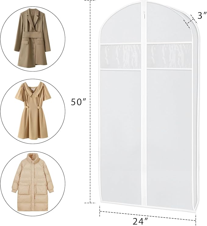 Zilink Clear Suit Coat Bags for Storage 50-inch Dress Bags for Hanging Clothes with 3" Gusset Suit Cover Bag for Coat, Dress Closet Storage - Image 2