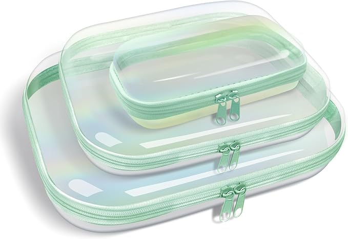 Clear Hard Plastic Zipper Case,Transparent Double Zippers Hard Pouch with 3pcs,Portable Travel Organizer Bin for Toy Storage by Unknown
