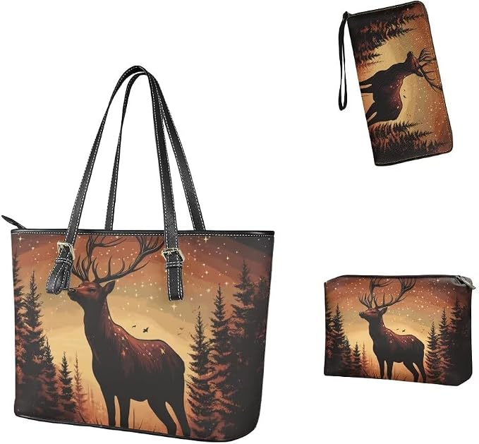 Women Purse Handbags Wallet Sets Leather Shoulder Tote Bag for Women,Top Handle Purse with Wrist Wallet Bag - Image 4
