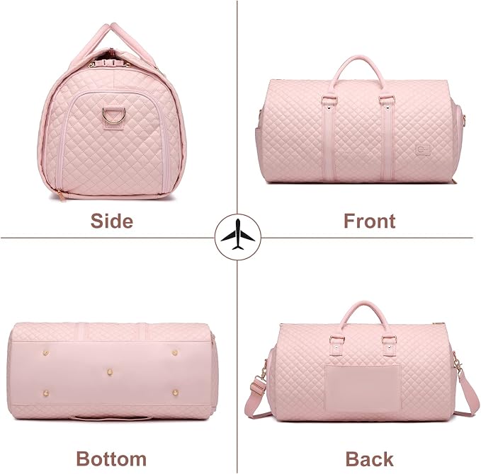 seyfocnia Convertible Carry on Garment Bag for Women, Garment Bags for Travel with Shoe Pouch 2 in 1 Hanging Suitcase Suit Bag for Women Travel Duffle Bag Garment Bag - Image 4