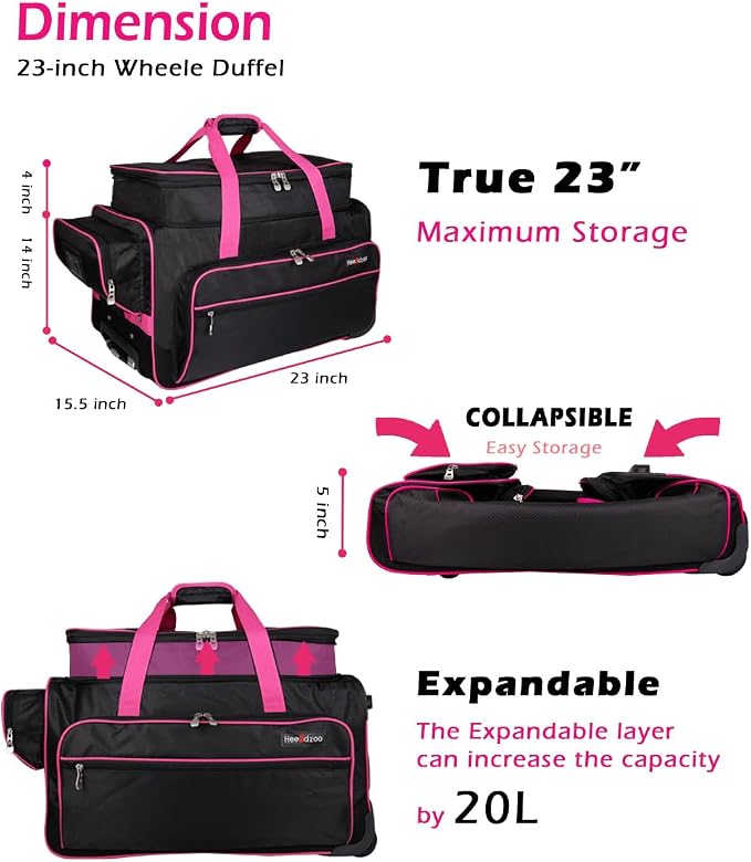 Dance Bag with Garment Rack,23inch Dance Competition Garment Bags with Clothes Rack,Suitcase,Rolling Duffle for Travel, Wheeled Drop-Bottom Upright Luggage Closet Suitcase(Expand-Purple - Image 2