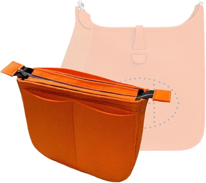 Divitize Premium Purse Organizer compatible with Evelyne Bag Insert — Silver Zipper Perfect Fit, Durable Quality Felt, Full Coverage No Bulk, 24+ Shades (Beige, for Evelyne 23) by Divitize