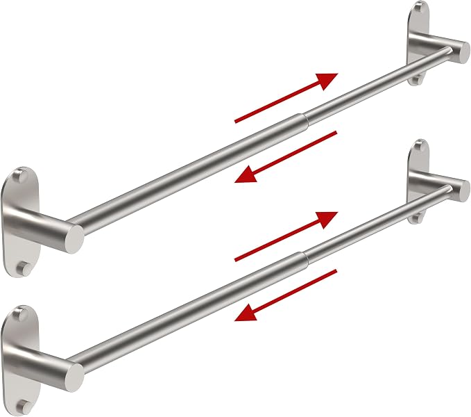 Towel Bar, Adjustable 16.7inch–28.5inch Towel Rack, Self Adhesive Towel Racks for Bathroom Wall Mounted, 304 Stainless Steel Hand Towel Holder, for Kitchen Use (Brushed Nickel, 2Pack) by MIROAMZ
