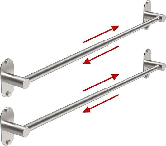Towel Bar, Adjustable 16.7inch–28.5inch Towel Rack, Self Adhesive Towel Racks for Bathroom Wall Mounted, 304 Stainless Steel Hand Towel Holder, for Kitchen Use (Brushed Nickel, 2Pack) by MIROAMZ
