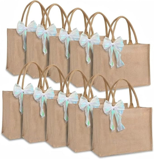 Large Burlap Tote Bags Set with Handles,Jute Tote Waterproof Reusable Bridesmaid by Unknown
