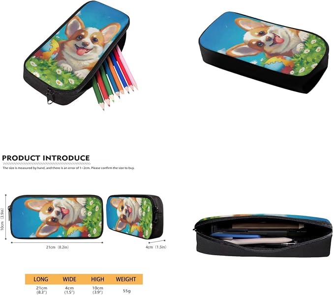 Cute Corgi Dog Backpack for Girls Boys Backpack with Lunch Box Water Bottle Holder and Big Pencil Case 4PCS Set 17" Bookbag with Front Pocket for School Sturdy School Bag for Kids Elementary - Image 5