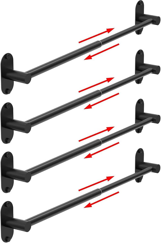 Towel Bar, Adjustable 14.4inch - 25.2inch Towel Rack, Self Adhesive & Wall Mounted for Bathroom Kitchen Hand Towel Holder Cloths Hanger SUS 304 Stainless Steel Single Bar (4, Matte Black) by MIROAMZ
