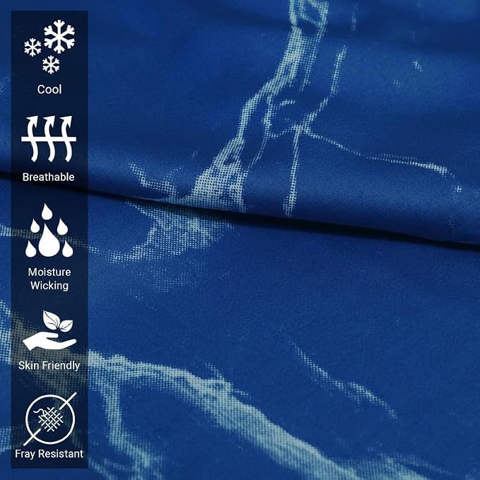 Pizuna Pure 100% Cotton Flat Sheets Only Twin XL Marble Blue (1 PC), Luxurious 400 Thread Count Long Staple Cotton Sateen with 4" Hem (Combed Twin XL Flat Sheet Only Cotton) - Image 2